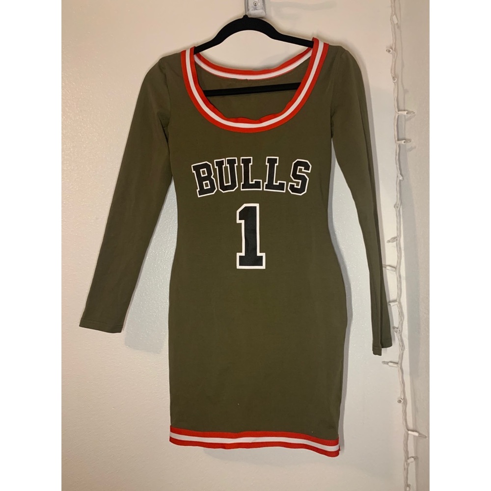 Chicago Bulls Long Sleeve Bodycon Dress Sz Small